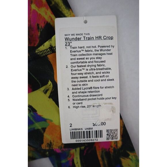 Lululemon Women's Sz 2 Black Multi Wunder Train High Rise Crop 23” Leggings - Picture 5 of 13